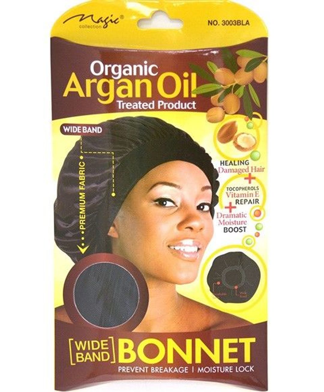 Magic Collection Women's Organic Argan Oil Treated Bonnet - 3003bla