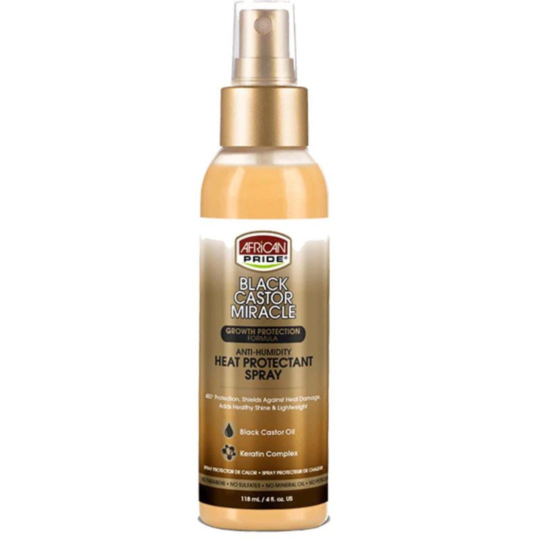 African Pride Black Castor Miracle Anti-humidity Heat Protectant Spray - 4oz