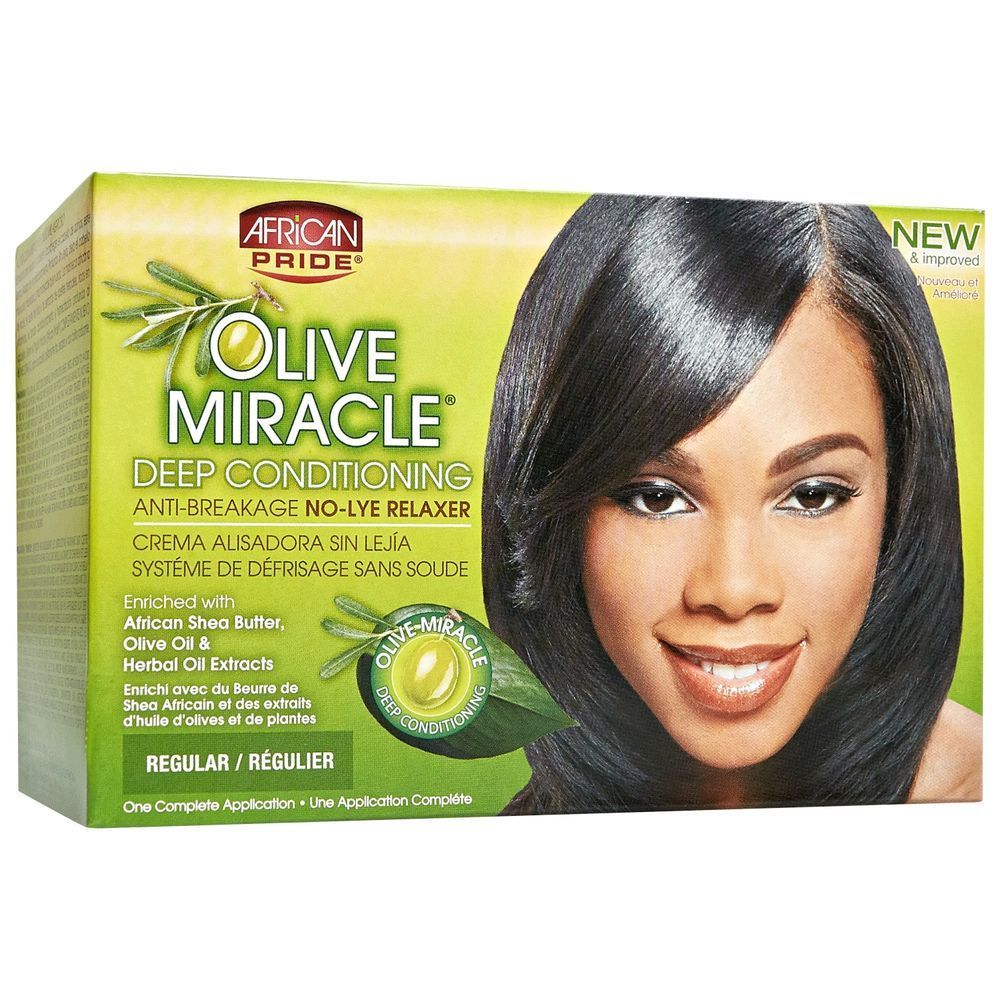 African Pride Olive Miracle Deep Conditioning Anti-Breakage No-lye Relaxer - 1app,Regular