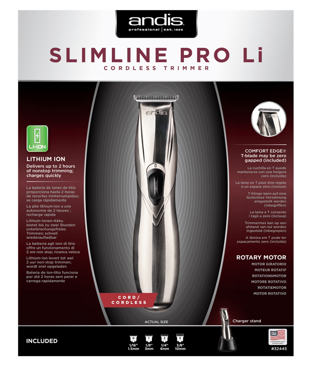 Andis Slimline Pro Li Cordless Trimmer - Silver