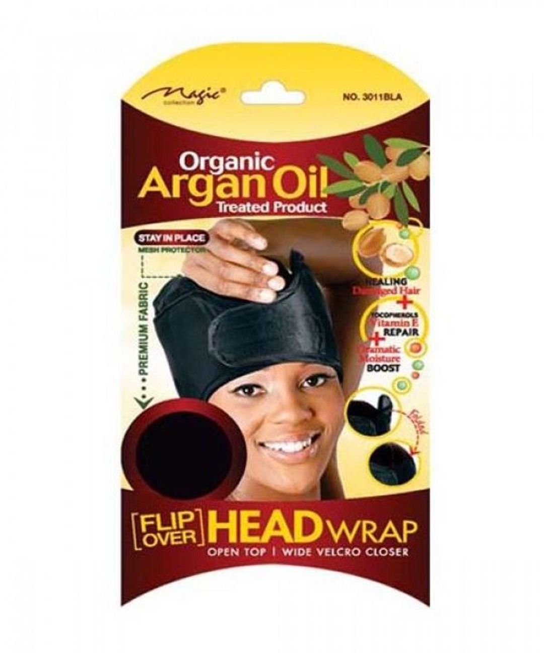 Magic Collection Women's Organic Argan Oil Treated Head Wrap - 3011bla