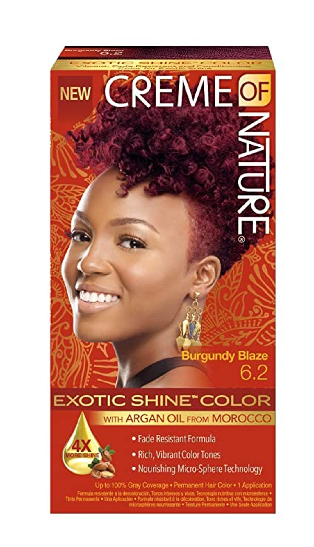Creme Of Nature Exotic Shine Permanent Hair Colour With Argan Oil - Burgundy Blaze,6.2