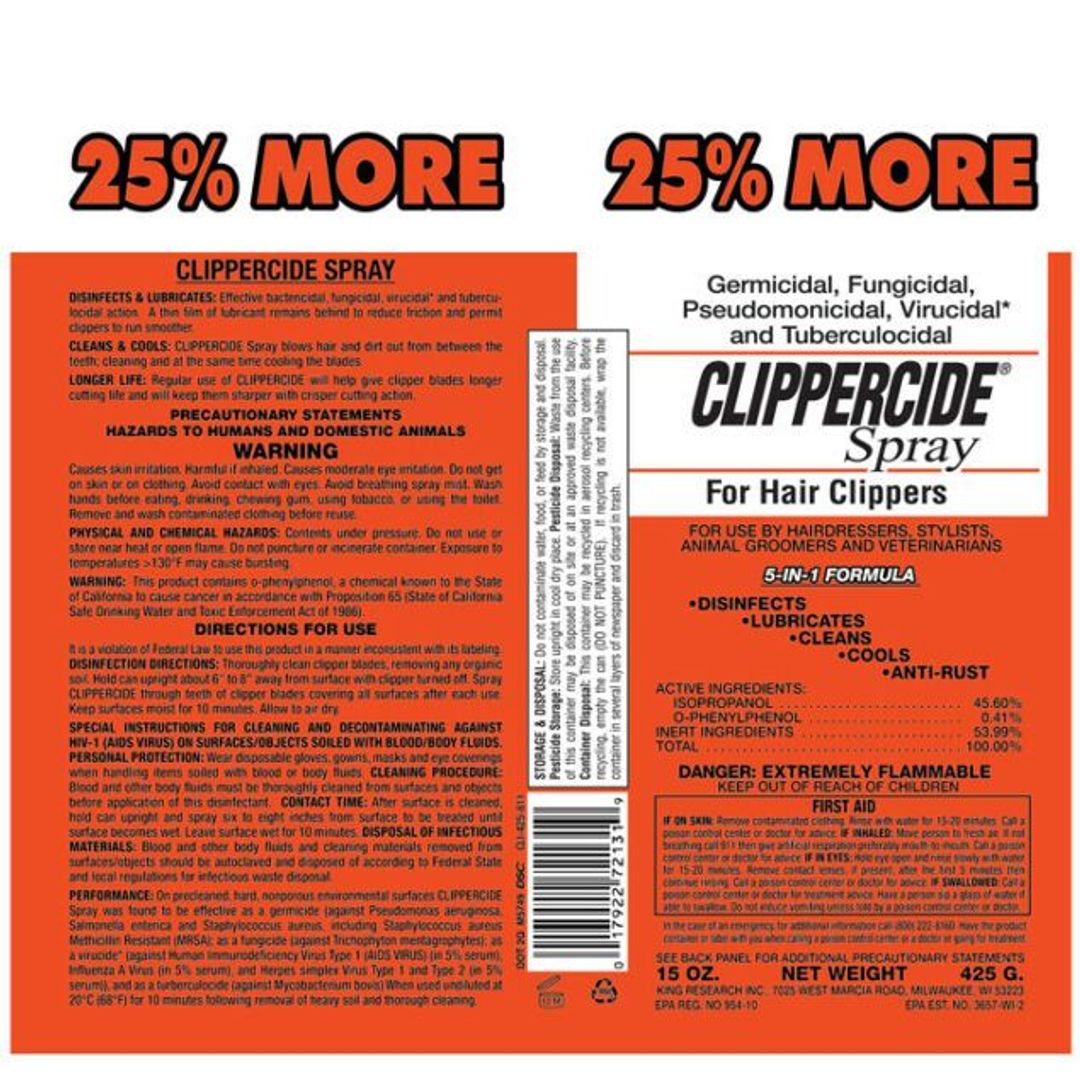 Clippercide Spray for Hair Clippers 5-in-1 Formula - 15oz