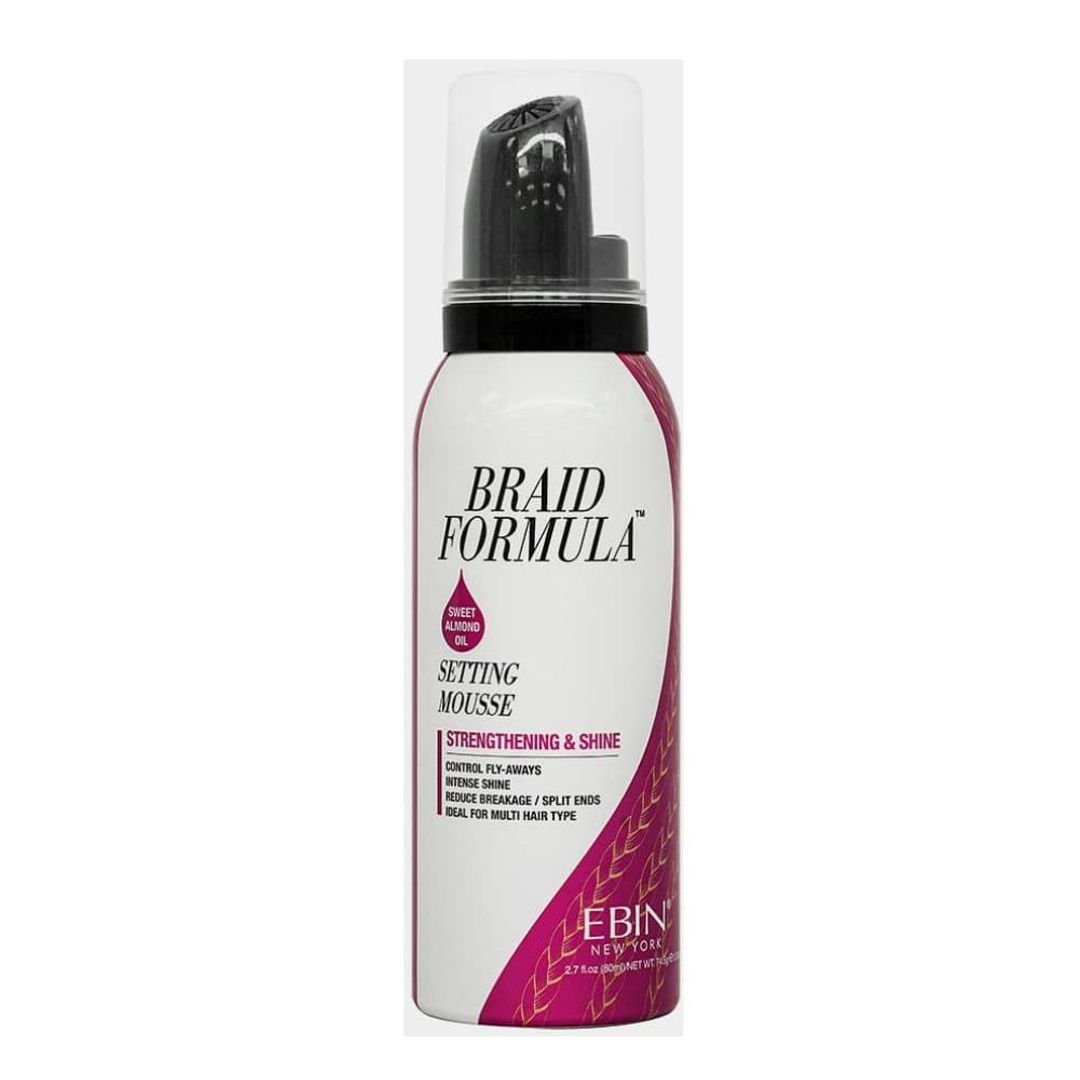Ebin New York Braid Formula Strengthening & Shine Setting Mousse Sweet Almond Oil - 80ml
