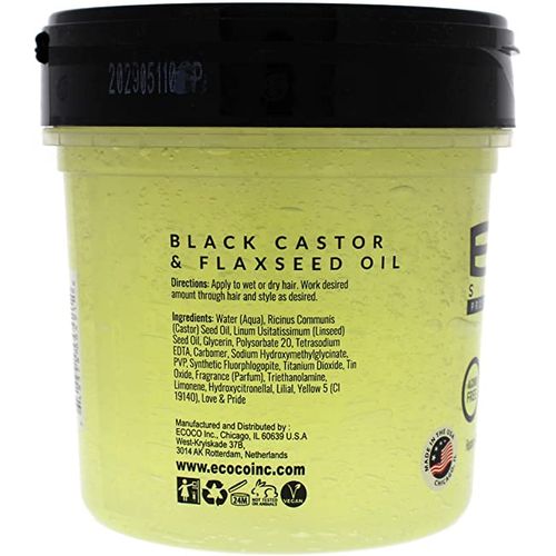 Eco Style Black Castor & Flaxseed Oil Styling Gel 16oz Cosmetize UK