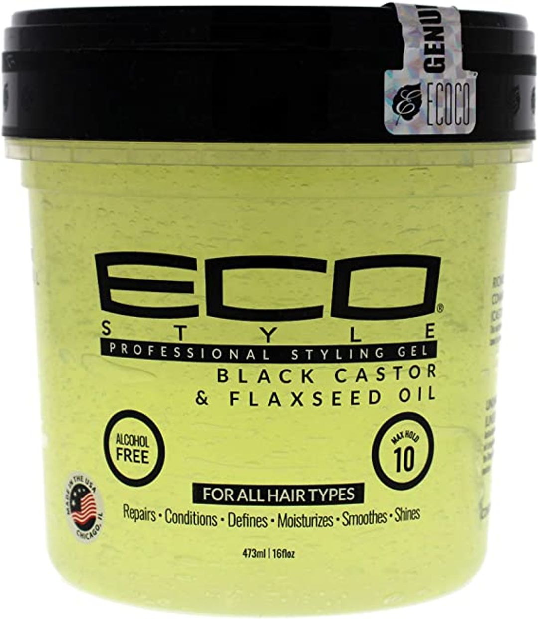 Eco Style Black Castor & Flaxseed Oil Styling Gel - 16oz