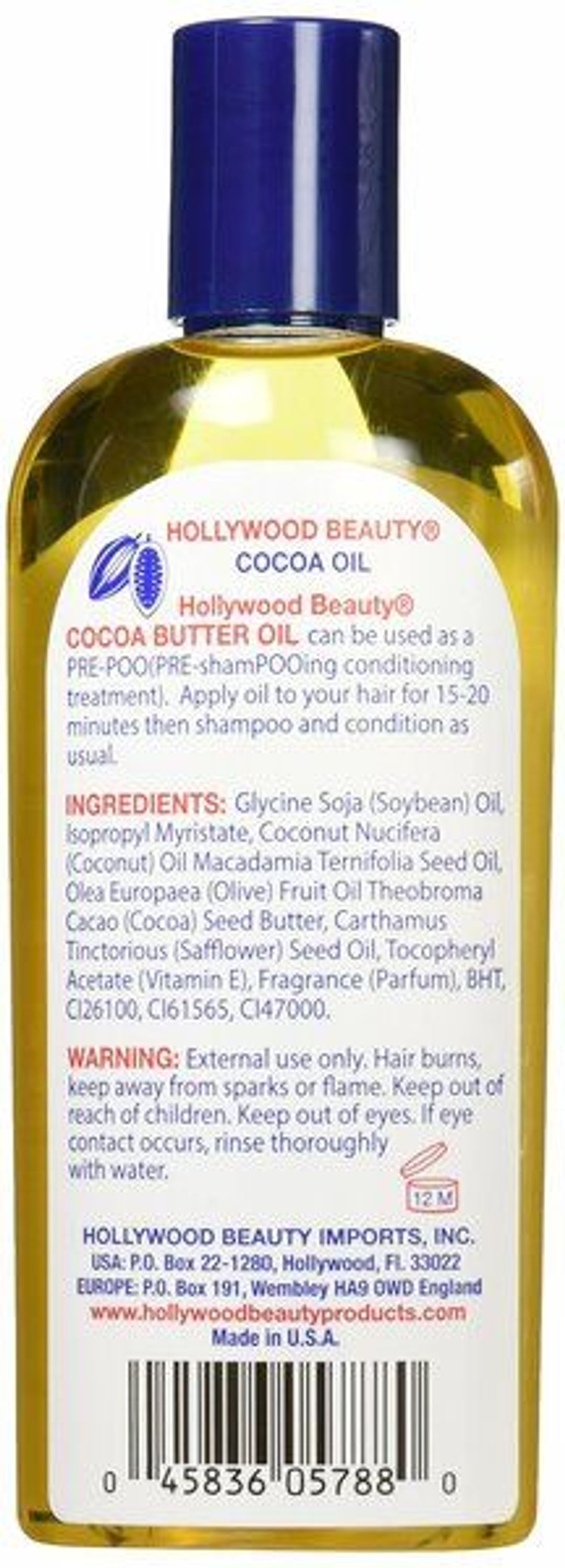 Hollywood Beauty Cocoa Butter Oil - 8oz