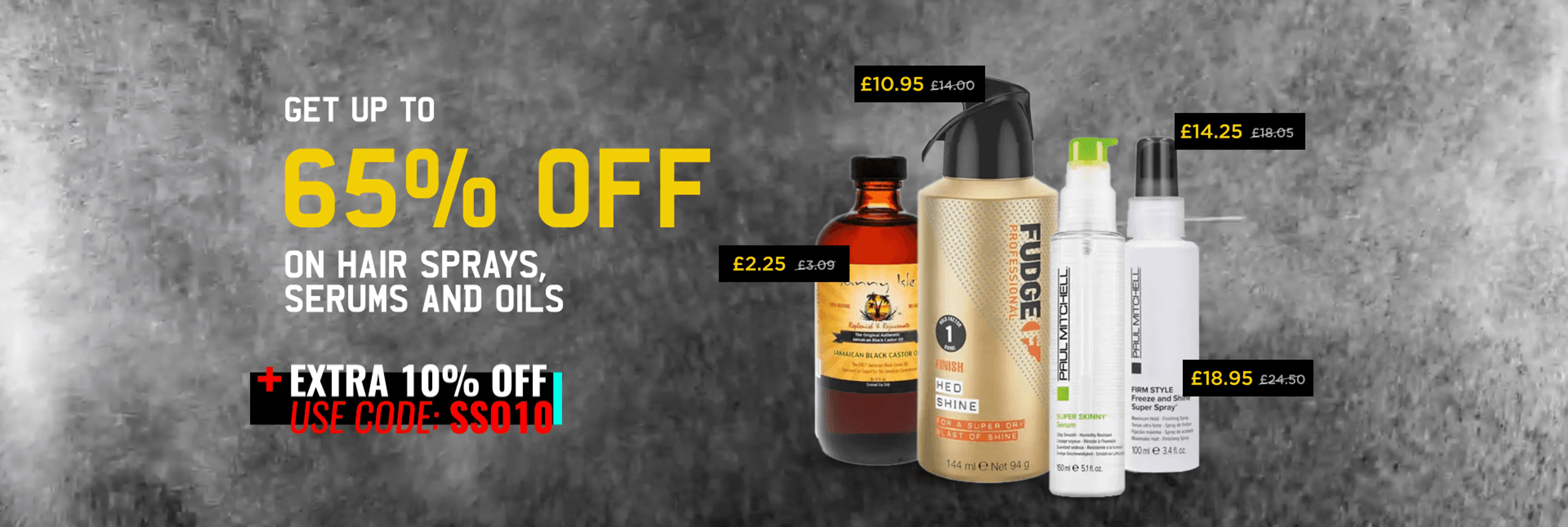 Get Up to 65% off on Hair Sprays, Serums and Oils 
