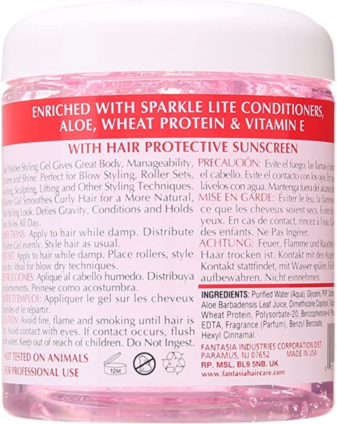 IC Fantasia Hair Polisher Styling Gel With Sparkle Lites - Pink,16oz