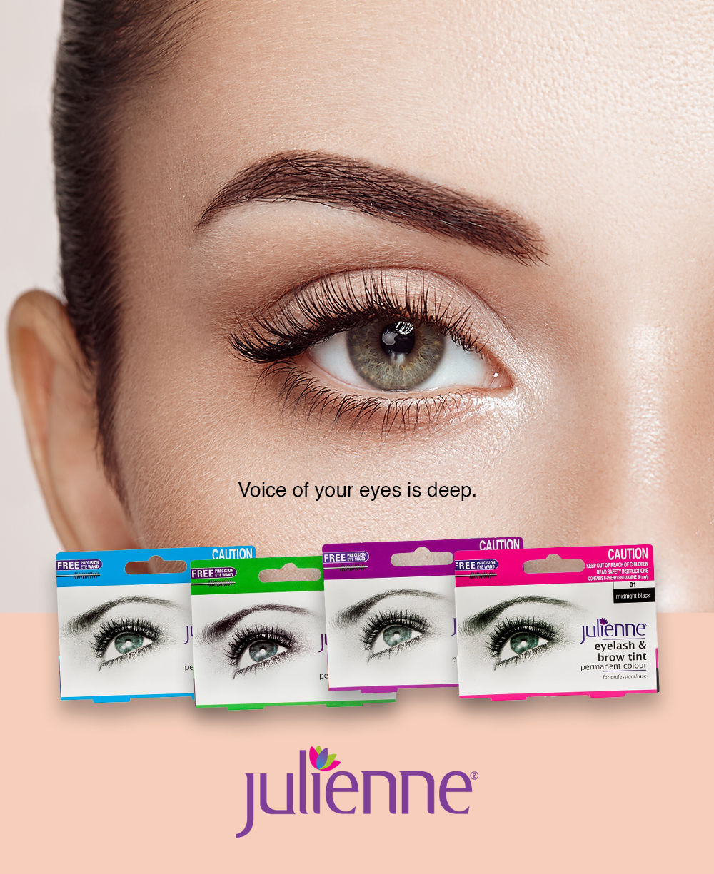 New Julienne Eyelash Eyebrow Tinting Kit Dye Dark Brown 03 Brush