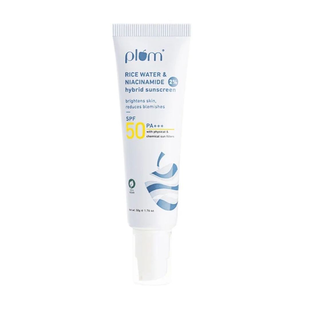 Plum 2% Niacinamide & Rice Water SPF 50 PA+++ Hybrid Sunscreen - 50ml
