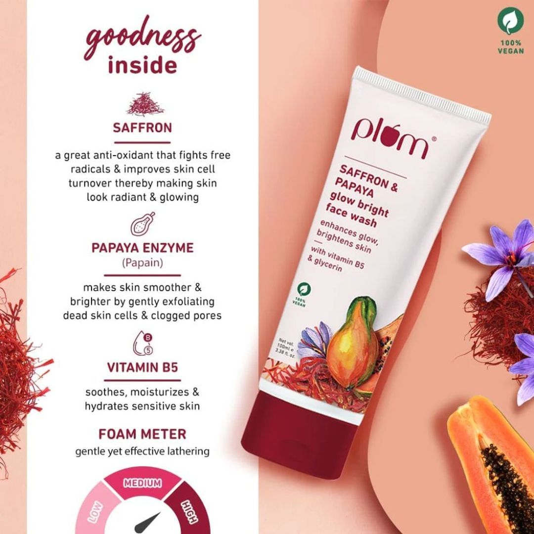 Plum Saffron & Papaya glow Bright Face Wash - 100ml