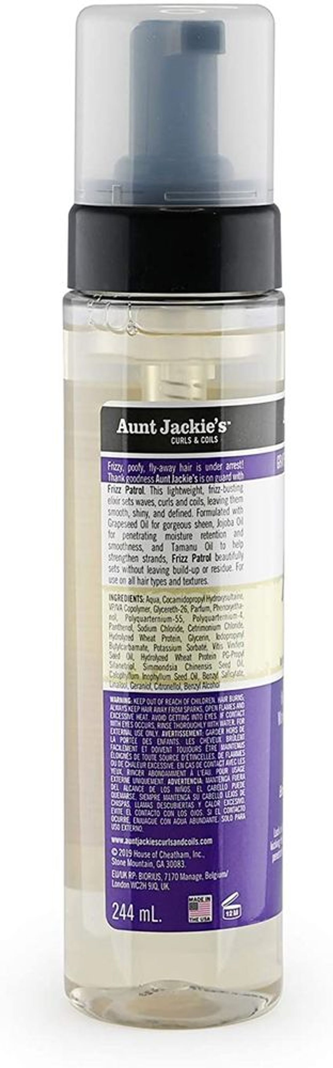 Aunt Jackie's Grapeseed Frizz Patrol Setting Mousse - 8oz