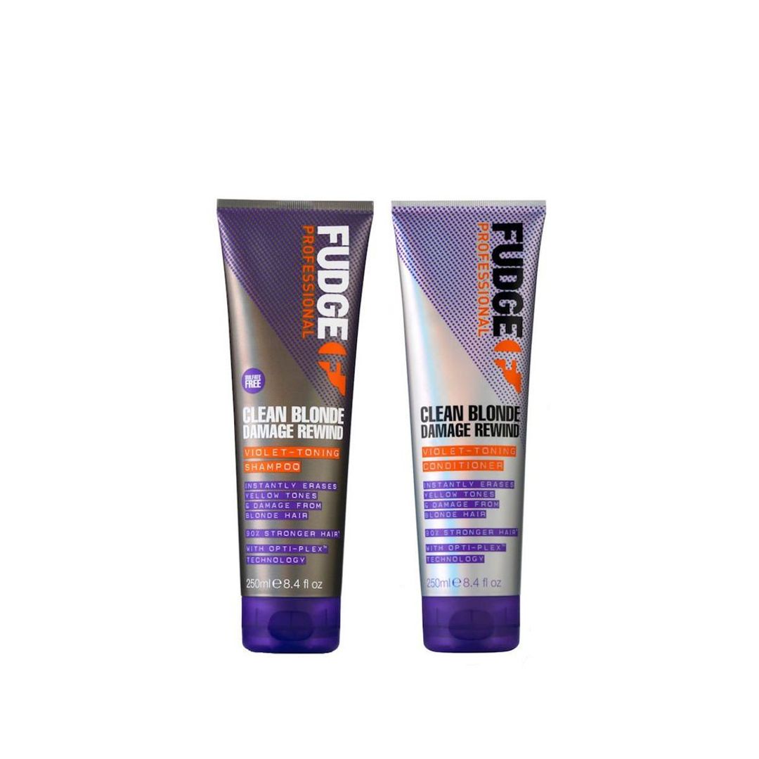 Fudge Clean Blonde Damage Rewind Violet Toning Shampoo & Conditioner - 250ml