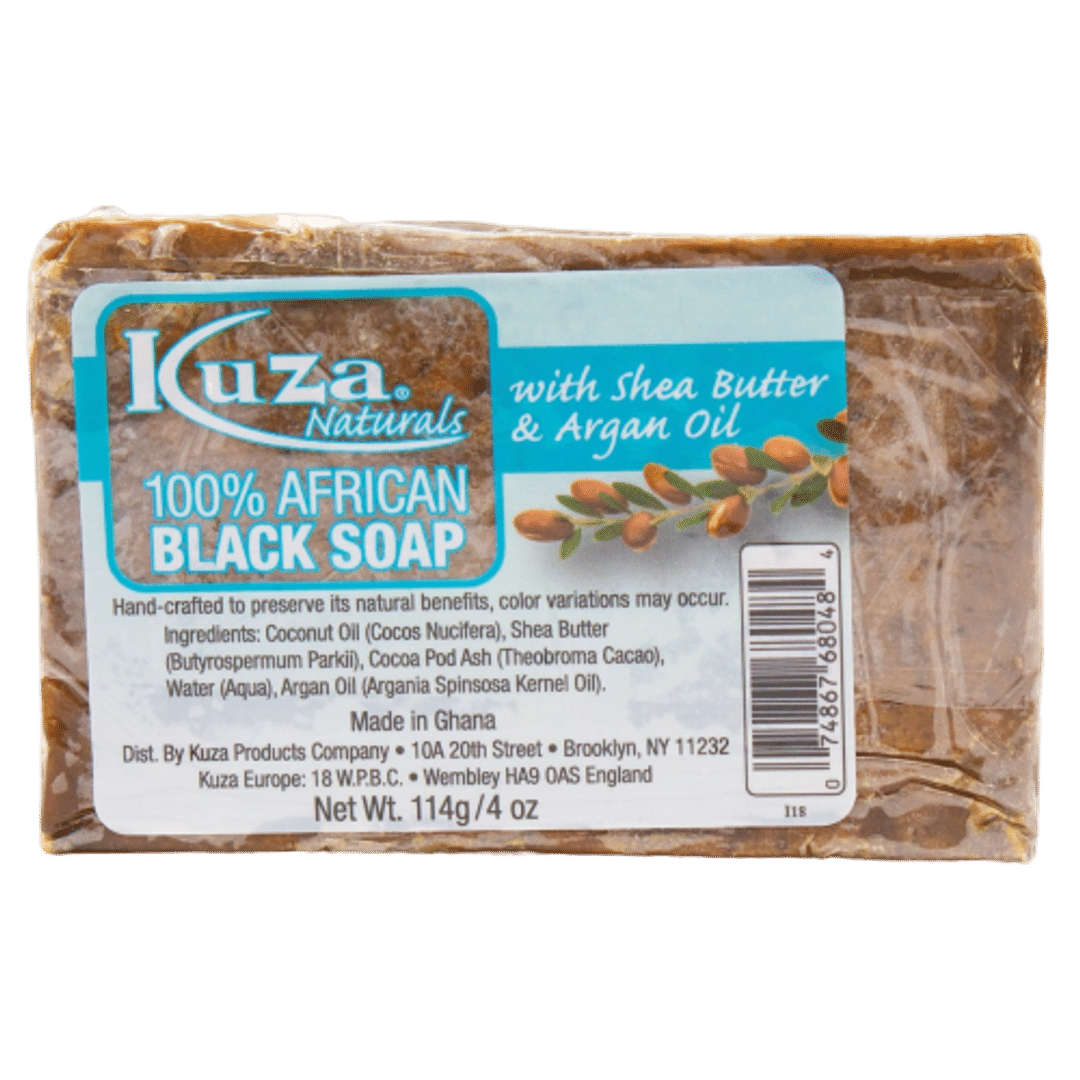 Kuza 100% African Black Soap With Shea Butter & Argan Oil - 4oz