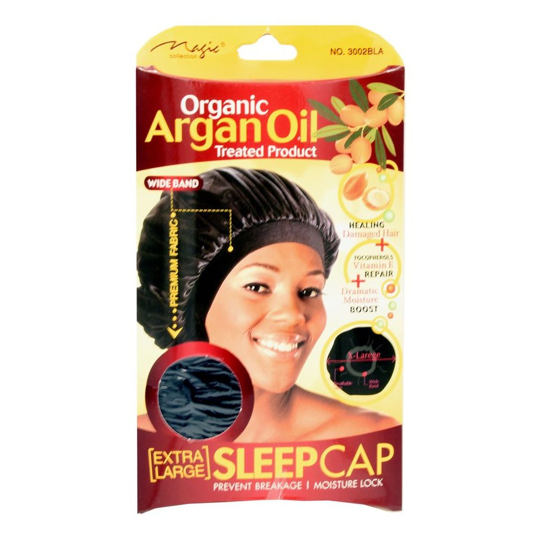 Magic Collection Women's Organic Argan Oil Treated Extra Large Sleep Cap - 3002bla