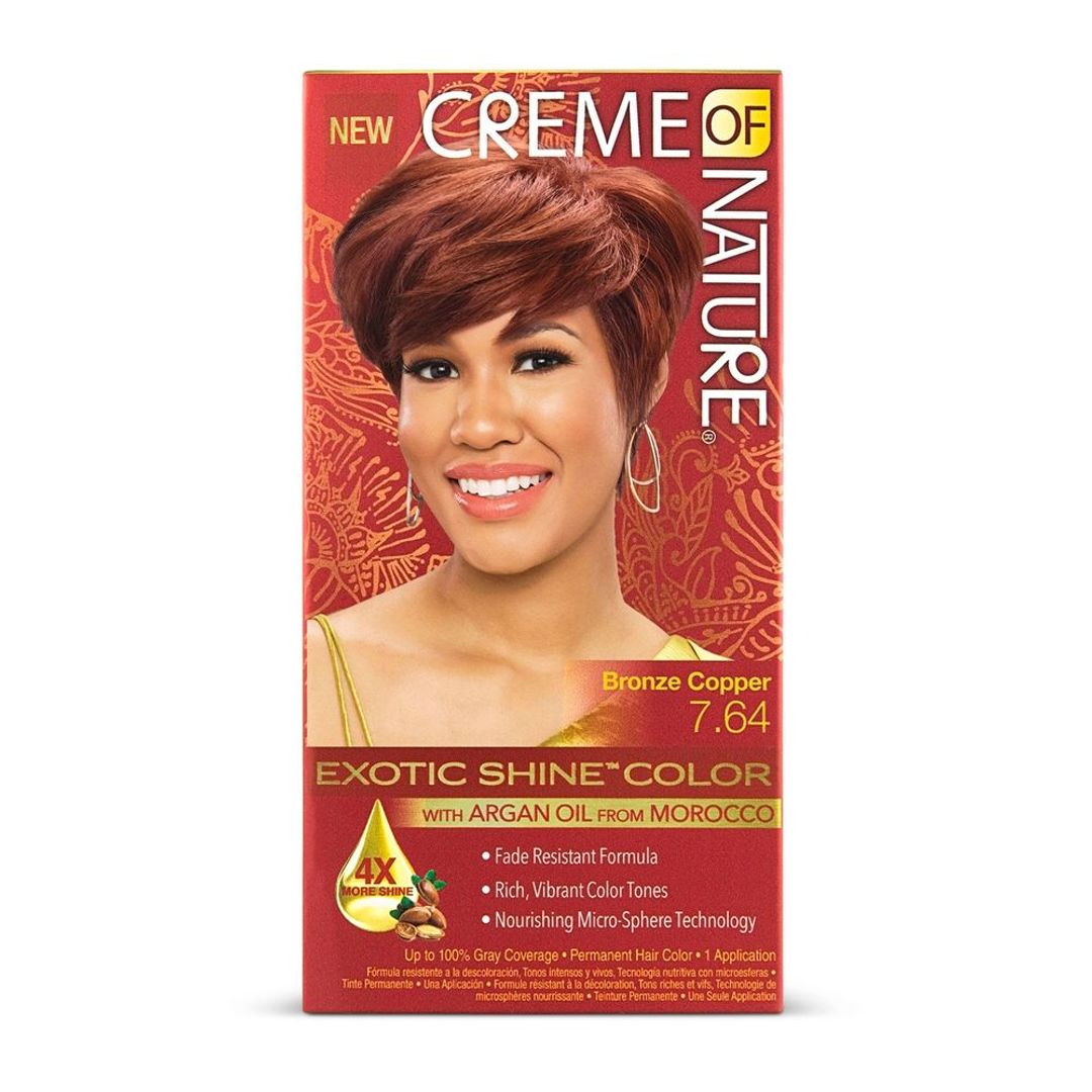 Creme Of Nature Exotic Shine Permanent Hair Colour With Argan Oil - Bronze Copper,7.64