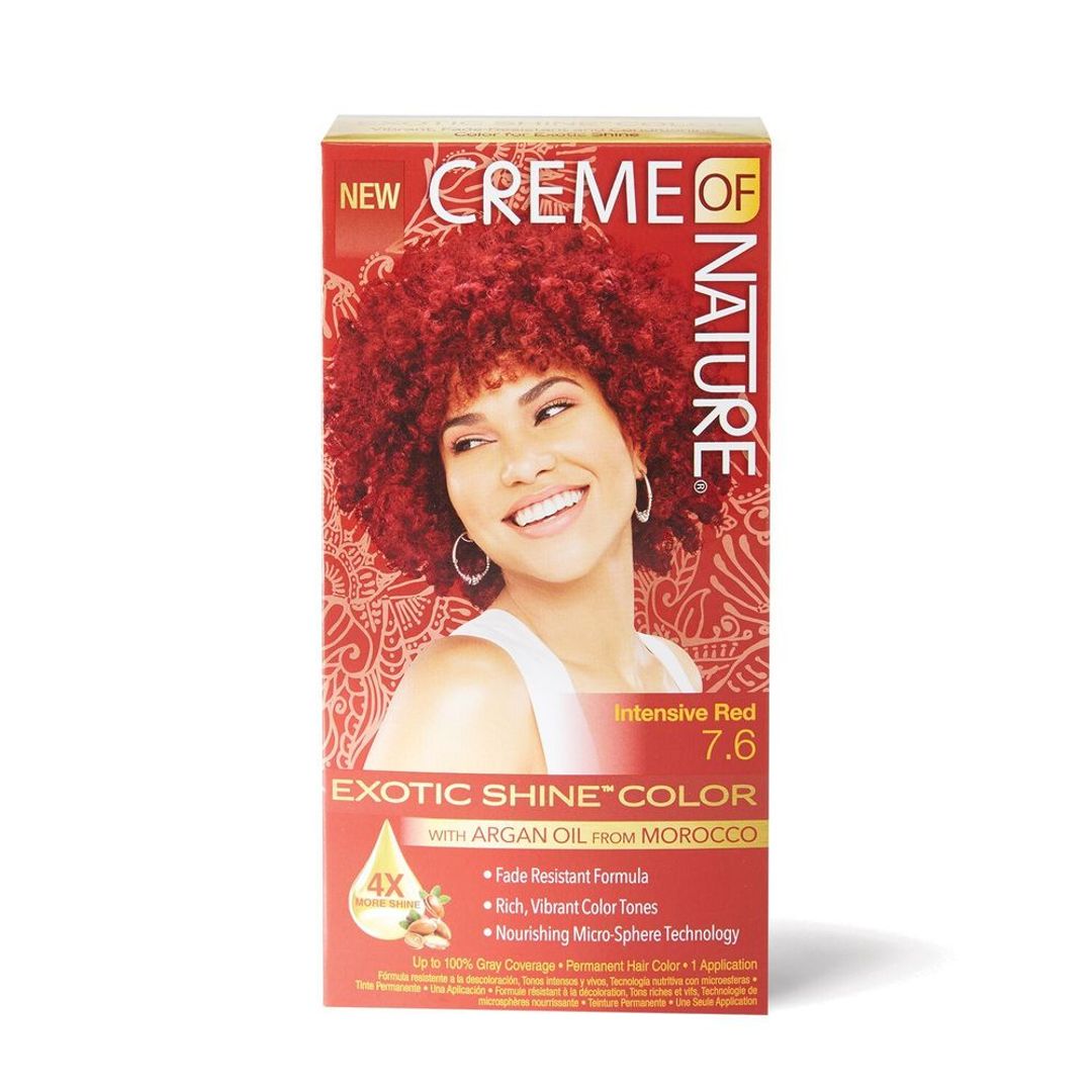 Creme Of Nature Exotic Shine Permanent Hair Colour With Argan Oil - Intensive Red,7.6
