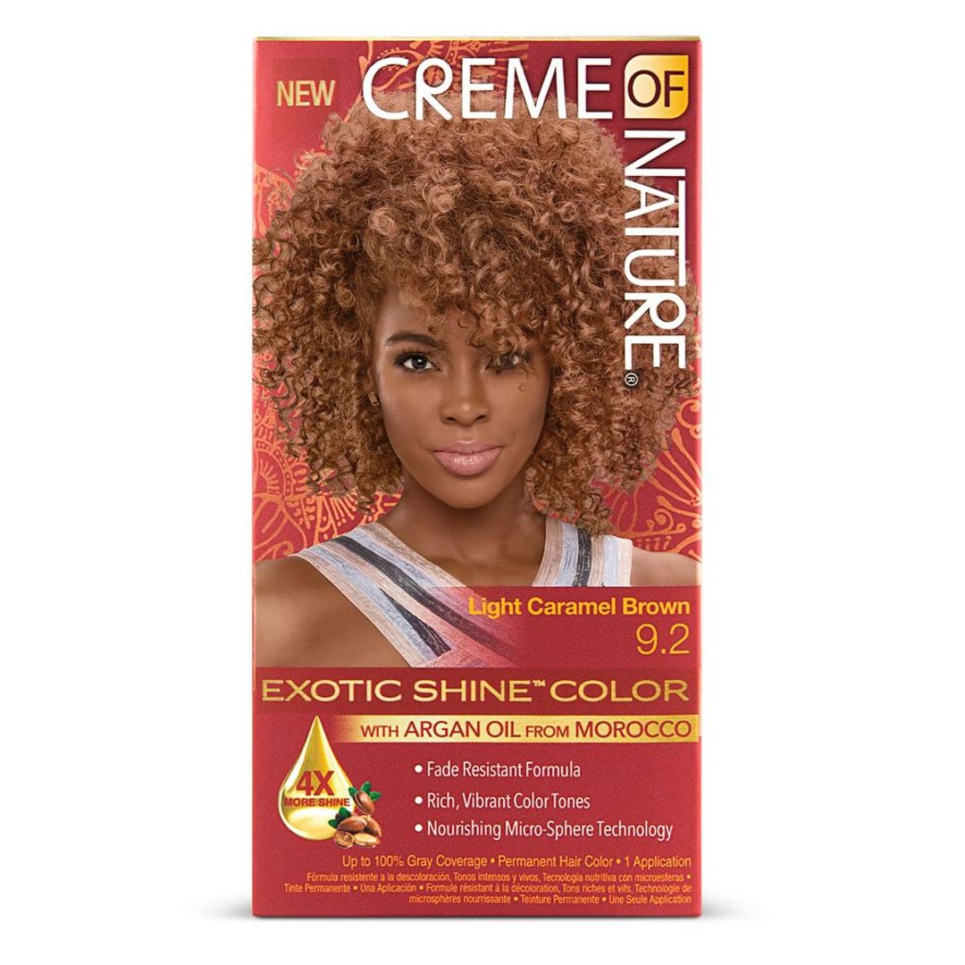 Creme Of Nature Exotic Shine Permanent Hair Colour With Argan Oil - Light Caramel Brown,9.2