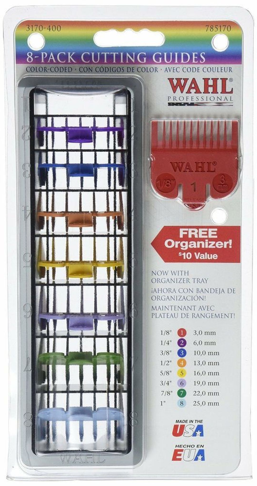 Wahl Colour Coded Hair Cutting Guides - 8 Packs