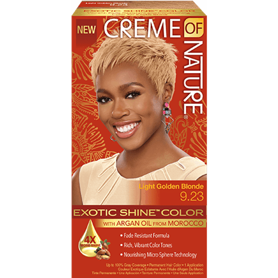 Creme Of Nature Exotic Shine Permanent Hair Colour With Argan Oil - Light Golden Blonde,9.23