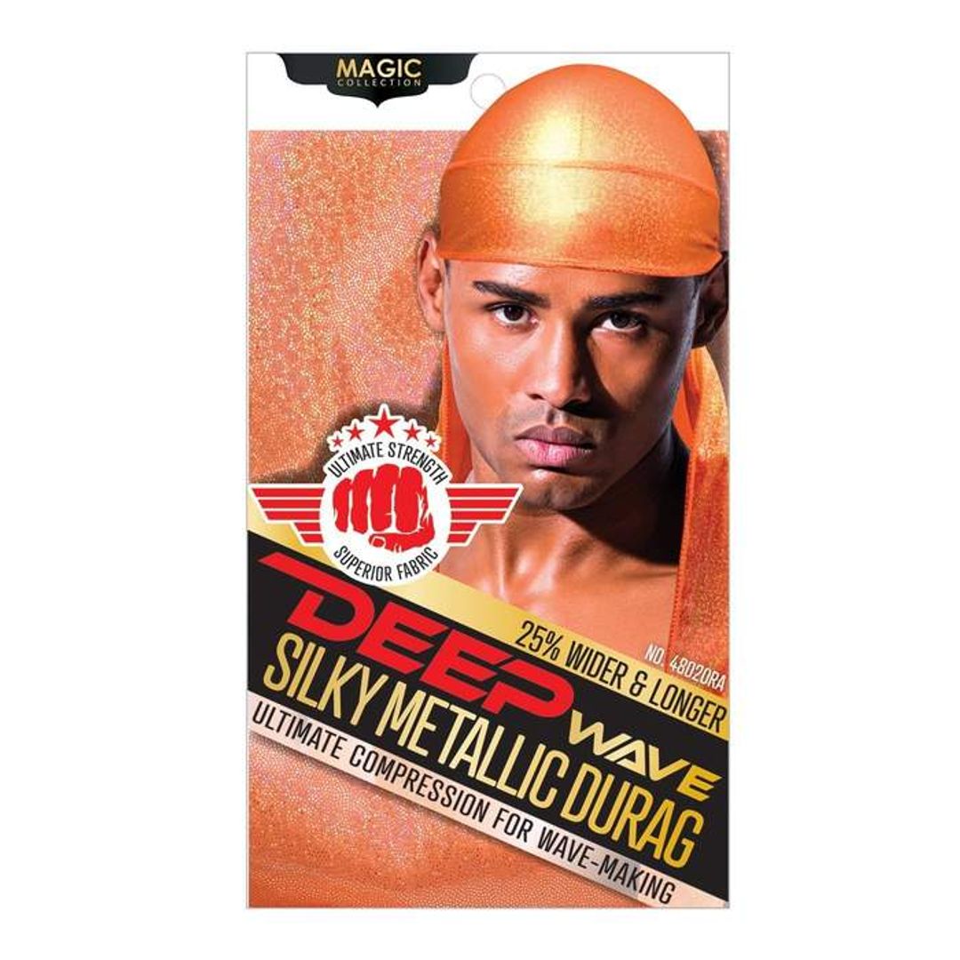 Magic Collection Deep Wave Silky Metallic Durag Orange - 4802ora