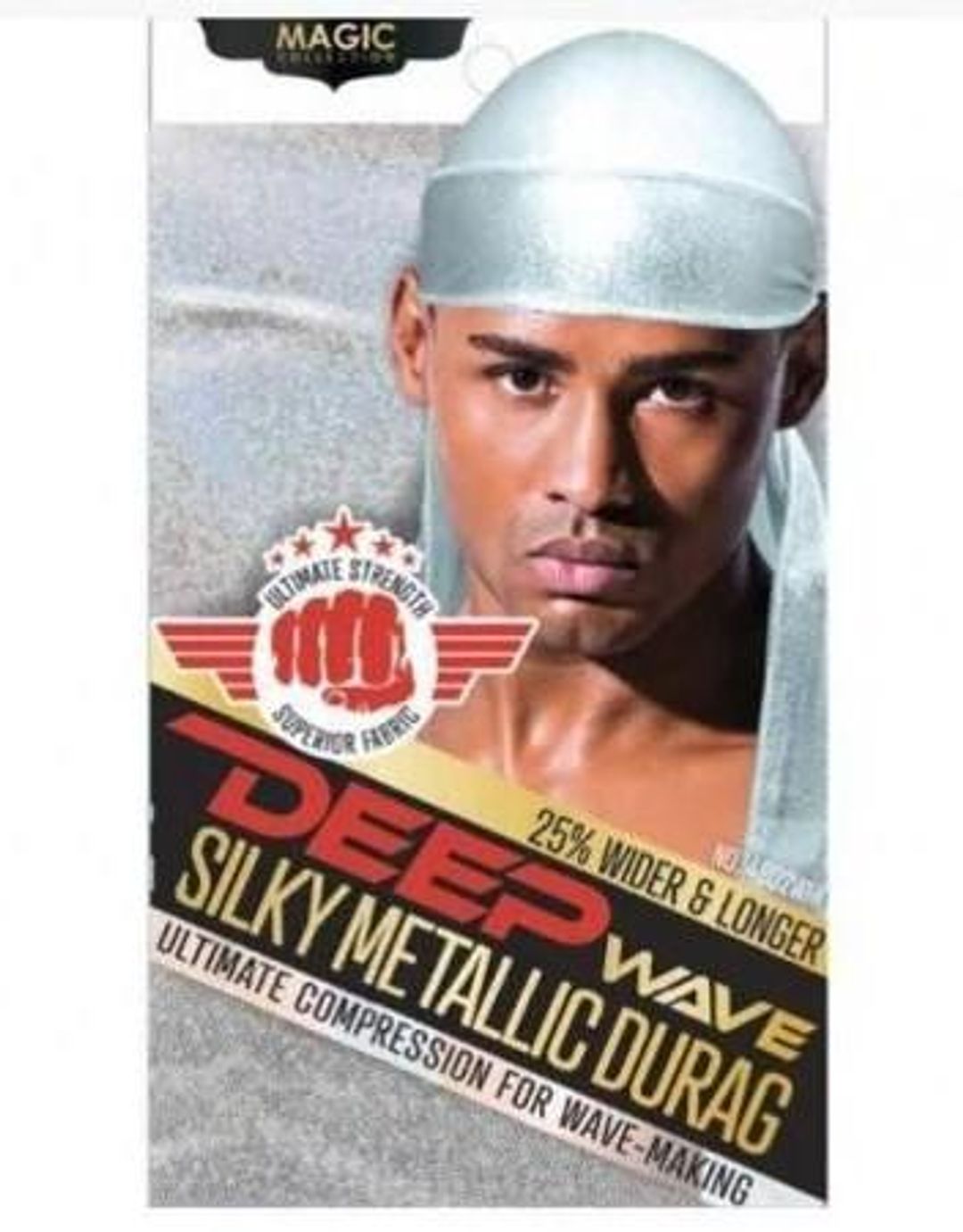 Magic Collection Deep Wave Silky Metallic Durag White - 4802whi