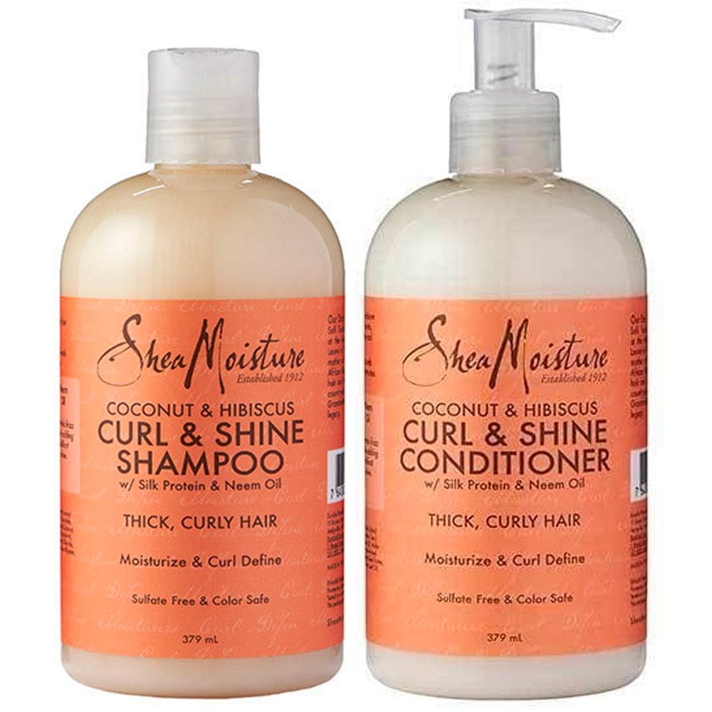 Shea Moisture Coconut & Hibiscus Curl & Shine Shampoo & Conditioner Duo Pack - 13oz