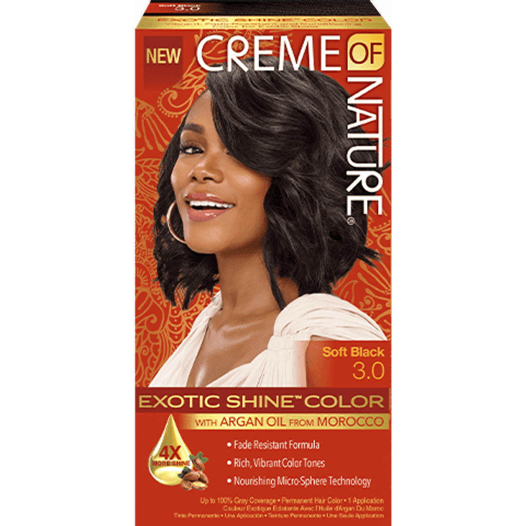 Creme Of Nature Exotic Shine Permanent Hair Colour With Argan Oil - Soft Black,3.0